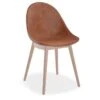 LEVEL Pebble Chair Tan Upholstered Vintage Seat - Natural Beechwood Base
