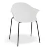 LEVEL Pebble Armchair White With Shell Seat - 4 Post Base With Black Legs