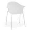 LEVEL Pebble Armchair White With Shell Seat - 4 Post Base With White Legs
