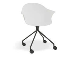 LEVEL Pebble Armchair White With Shell Seat - 4 Post Base With White Legs 18 LEVEL Pebble Armchair White With Shell Seat - 4 Post Base With White Legs -Level Furniture Outlet Store WhiteSeat NonSwivelCastorBaseBlack MAIN