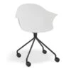 LEVEL Pebble Armchair White With Shell Seat - Pyramid Fixed Base With Castors