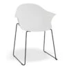 LEVEL Pebble Armchair White With Shell Seat - Sled Base With Black Legs