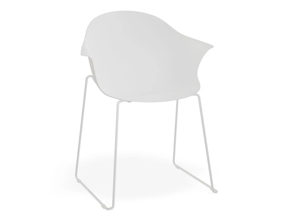 LEVEL Pebble Armchair White With Shell Seat - 4 Post Base With Black Legs 6 LEVEL Pebble Armchair White With Shell Seat - 4 Post Base With Black Legs - Image 6