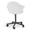 LEVEL Pebble Armchair White With Shell Seat - Swivel Base With Castors