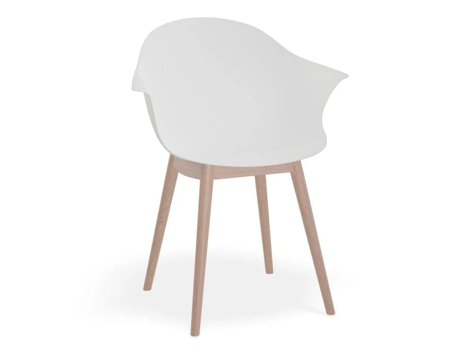 LEVEL Pebble Armchair White With Shell Seat - 4 Post Base With Black Legs 2 LEVEL Pebble Armchair White With Shell Seat - 4 Post Base With Black Legs - Image 2