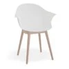 LEVEL Pebble Armchair White With Shell Seat - Natural Beechwood Base