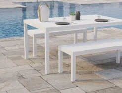 LEVEL Halki Bench Seat - Outdoor - 120cm - White -Level Furniture Outlet Store White 120 Bench Poolside2