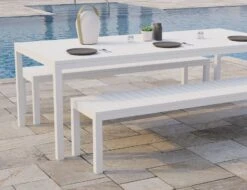LEVEL Halki Bench Seat - Outdoor - 190cm - White -Level Furniture Outlet Store White 190 Bench Poolside2