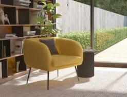 LEVEL Amour Lounge Chair - Tuscan Yellow - Brushed Matt Bronze Legs -Level Furniture Outlet Store Yellow 1 Cropped a96f8011 58ac 41b8 922b 5853b06ade21