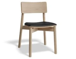 LEVEL Andi Chair - Natural With Pad - Vintage Black Vegan Leather Seat Pad
