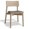 LEVEL Andi Chair - Natural With Pad - Vintage Grey Vegan Leather Seat Pad