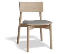 LEVEL Andi Chair - Natural With Pad - Light Grey Fabric Seat Pad
