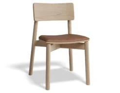 LEVEL Andi Chair - Natural With Pad - Vintage Tan Vegan Leather Seat Pad