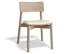 LEVEL Andi Chair - Natural With Pad - White Vegan Leather Seat Pad