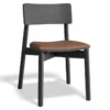 LEVEL Andi Chair - Black Ash With Pad - Vintage Tan Vegan Leather Seat Pad