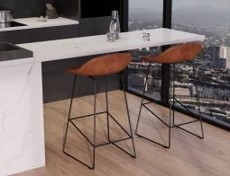 LEVEL Pop Stool With Black Frame And Upholstered Vintage Tan Seat 13 LEVEL Pop Stool With Black Frame And Upholstered Vintage Tan Seat - Image 13