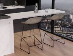 LEVEL Pop Stool With Black Frame And Upholstered Vintage Grey Seat -Level Furniture Outlet Store back quarter gray leather ba6d4a71 22df 4c3a 9378 afe36824e59b