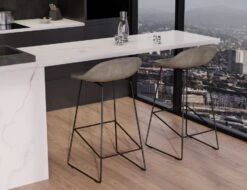 LEVEL Pop Stool With Black Frame And Upholstered Vintage Grey Seat -Level Furniture Outlet Store back quarter gray leather e8d554de 9db5 4981 a1bd 84eb30823673