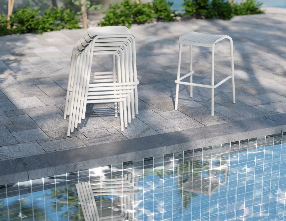 LEVEL Roku Outdoor Backless Bar Stool In Matt Eucalyptus Green 9 LEVEL Roku Outdoor Backless Bar Stool In Matt Eucalyptus Green - Image 9