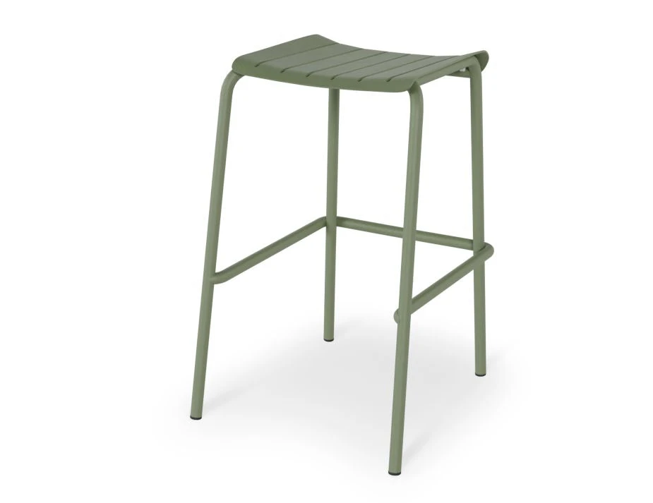 LEVEL Roku Outdoor Backless Bar Stool In Matt Eucalyptus Green 5 LEVEL Roku Outdoor Backless Bar Stool In Matt Eucalyptus Green - Image 5