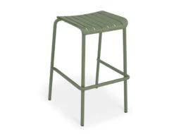 LEVEL Roku Outdoor Backless Bar Stool In Matt Eucalyptus Green