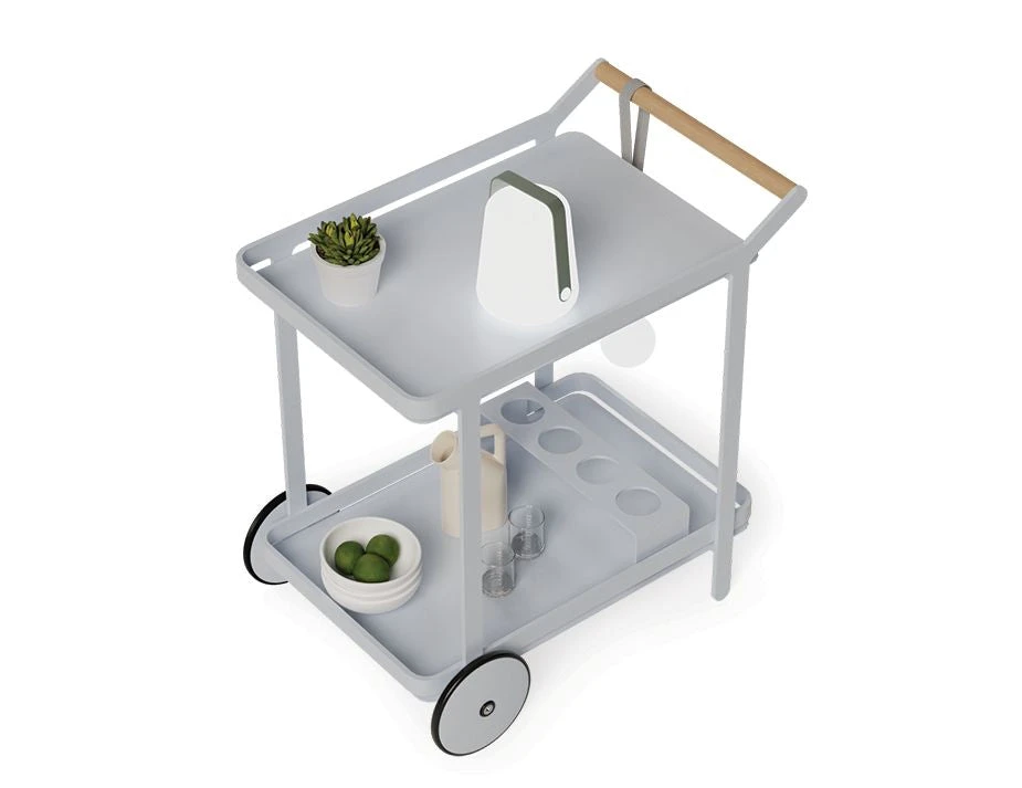 LEVEL Imola Outdoor Bar Cart - Matt Silver Grey 6 LEVEL Imola Outdoor Bar Cart - Matt Silver Grey - Image 6