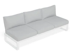LEVEL Fino Outdoor 3 Seater Sun Lounge In Matt White Frame / Light Grey Fabric