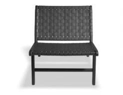 LEVEL Brooklyn Lounge Chair - Woven Black Seat / Black Frame -Level Furniture Outlet Store brooklyn loungechair blackframe blackleather front