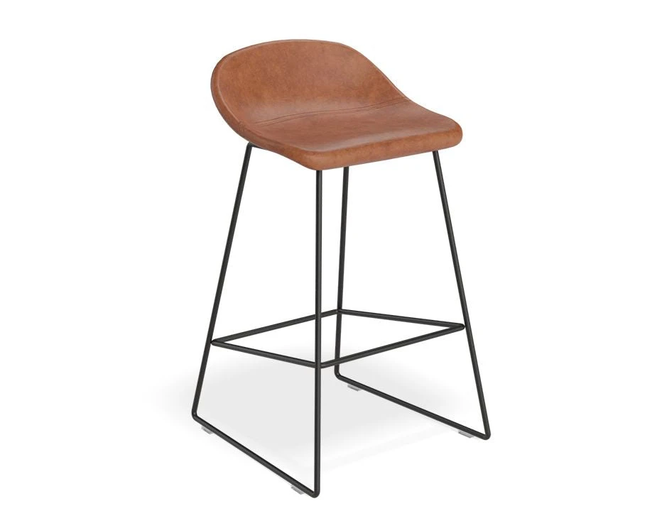 LEVEL Pop Stool With Black Frame And Upholstered Vintage Tan Seat 9 LEVEL Pop Stool With Black Frame And Upholstered Vintage Tan Seat - Image 9
