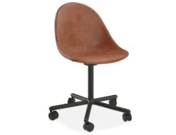 LEVEL Pebble Chair Tan Upholstered Vintage Seat - Pyramid Fixed Base - Black -Level Furniture Outlet Store brown leather swivel castor pebble MAIN 418ab4c0 99b3 47db 8b69 8cf066bf7197