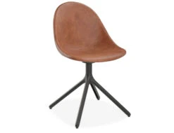 LEVEL Pebble Chair Tan Upholstered Vintage Seat - Sled Base - Black -Level Furniture Outlet Store brown leather swivel pebble MAIN