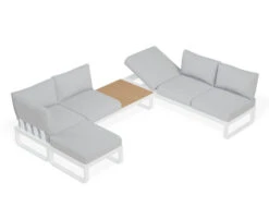 LEVEL Fino Config F - Outdoor Modular Sofa In Matt White Aluminium With Light Grey Cushions -Level Furniture Outlet Store c configuration white