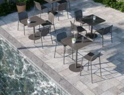LEVEL Roku Outdoor Bar Stool In Matt Charcoal -Level Furniture Outlet Store char set 2