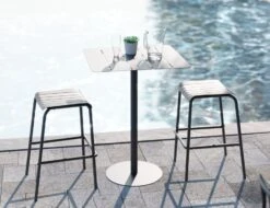 LEVEL Roku Outdoor Backless Bar Stool In Matt Charcoal -Level Furniture Outlet Store charcoal backless stool