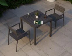 LEVEL Halki Table Matt Charcoal Aluminium 77cm X 77xm -Level Furniture Outlet Store charcoal halki