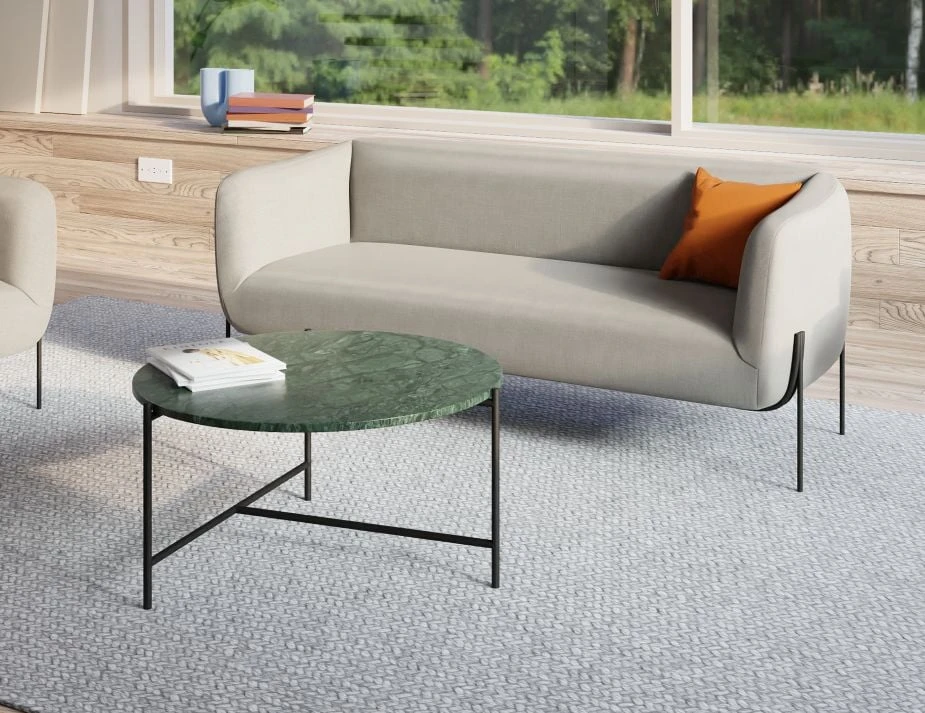 LEVEL Belle 2.5 Seater Sofa - Cloud Grey - Brushed Matt Gold Legs 4 LEVEL Belle 2.5 Seater Sofa - Cloud Grey - Brushed Matt Gold Legs - Image 4