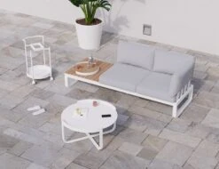 LEVEL Fino Config B - Outdoor Modular Sofa In Matt White Aluminium With Light Grey Cushions 15 LEVEL Fino Config B - Outdoor Modular Sofa In Matt White Aluminium With Light Grey Cushions -Level Furniture Outlet Store combo B white with accessories 2