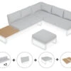 LEVEL Fino Config F - Outdoor Modular Sofa In Matt White Aluminium With Light Grey Cushions