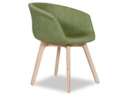 LEVEL Lonsdale Arm Chair - Natural - Green Fabric