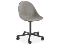 LEVEL Pebble Chair Grey Upholstered Vintage Seat - Swivel Base W Castors - Black