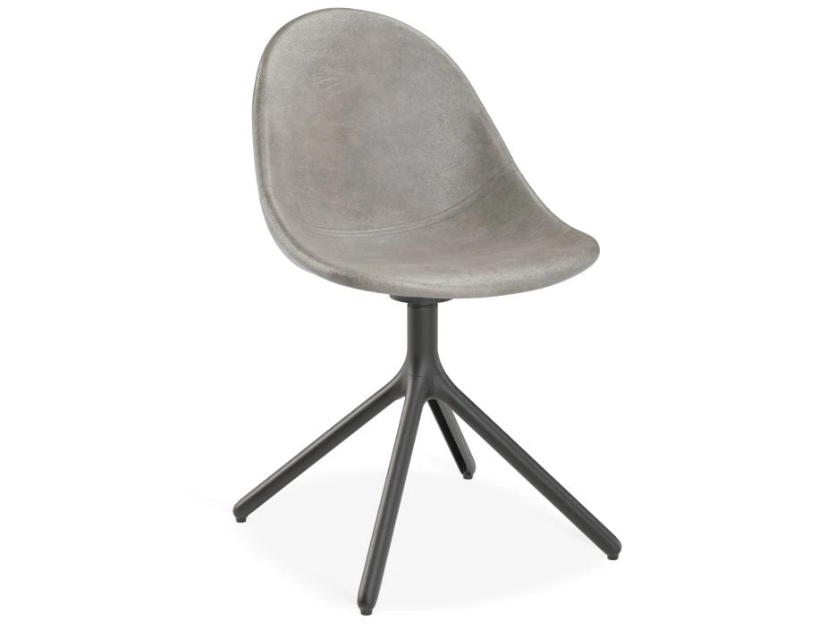LEVEL Pebble Chair Grey Upholstered Vintage Seat - Sled Base - Black 8 LEVEL Pebble Chair Grey Upholstered Vintage Seat - Sled Base - Black - Image 8