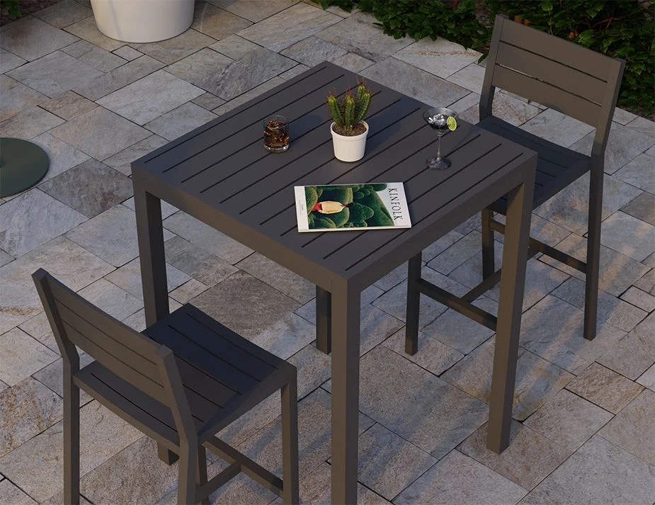 LEVEL Halki Table - Outdoor - High Bar - Matt Charcoal 77 X 77cm 4 LEVEL Halki Table - Outdoor - High Bar - Matt Charcoal 77 X 77cm - Image 4