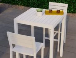 LEVEL Halki Table - Outdoor - High Bar - Matt White 77 X 77cm -Level Furniture Outlet Store halki white bar outdoor set backrest stool 0adece71 e482 418e b10e 3611de922114