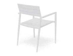 LEVEL Halki Chair - Outdoor - White - With Light Grey Cushion -Level Furniture Outlet Store halki white powdercoat outdoor seat