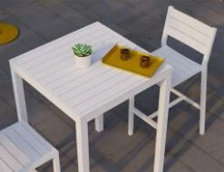 LEVEL Halki Table - Outdoor - High Bar - Matt White 77 X 77cm -Level Furniture Outlet Store halki white square bar set barstool backrest modern 3c50b310 1b8c 4343 82a8 7a11137813f8