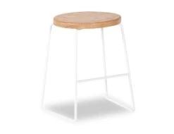 LEVEL Hugo Low Stool - White - Natural - Round