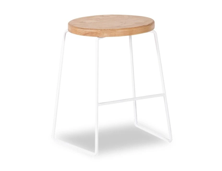 LEVEL Hugo Low Stool - White - Natural - Round 1 LEVEL Hugo Low Stool - White - Natural - Round