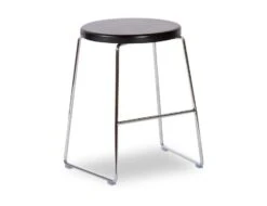 LEVEL Hugo Low Stool - Chrome - Black - Round