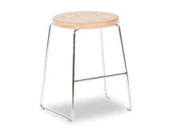 LEVEL Hugo Low Stool - Chrome - Natural - Round