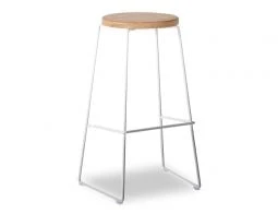 LEVEL Hugo Stool - White - Natural - Round 3 LEVEL Hugo Stool - White - Natural - Round - Image 3